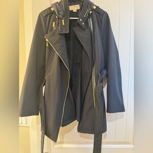 MICHAEL Michael Kors Black Raincoat with Gold Details